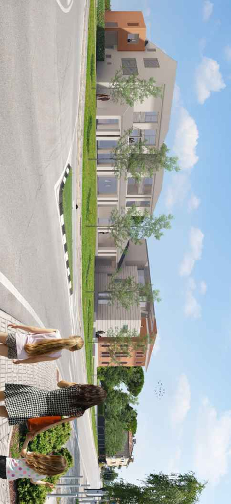 Render esterno del nuovo edificio a Santa Maria di Feletto